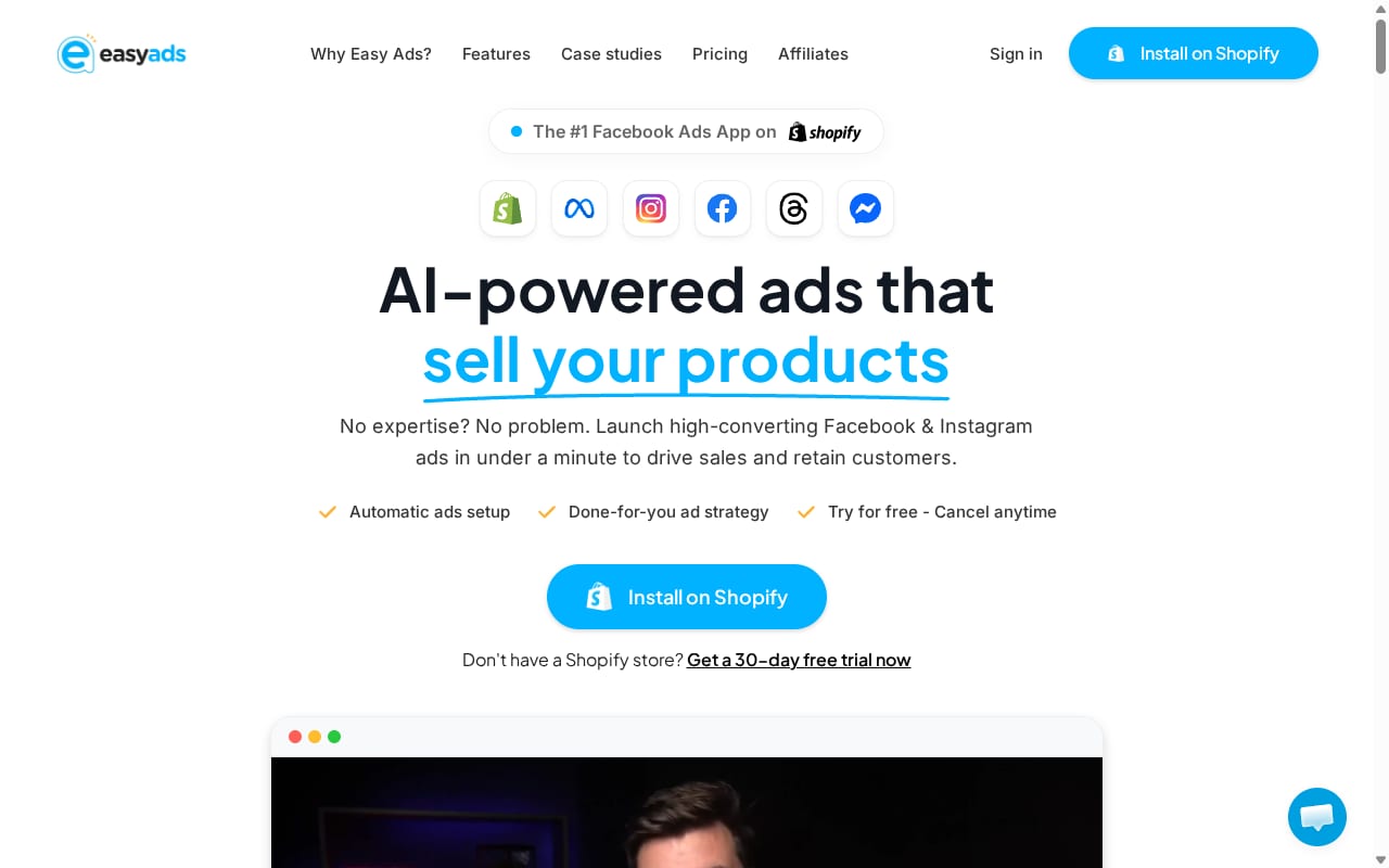 Easy Ads Apps Affiliate Program website screenshot