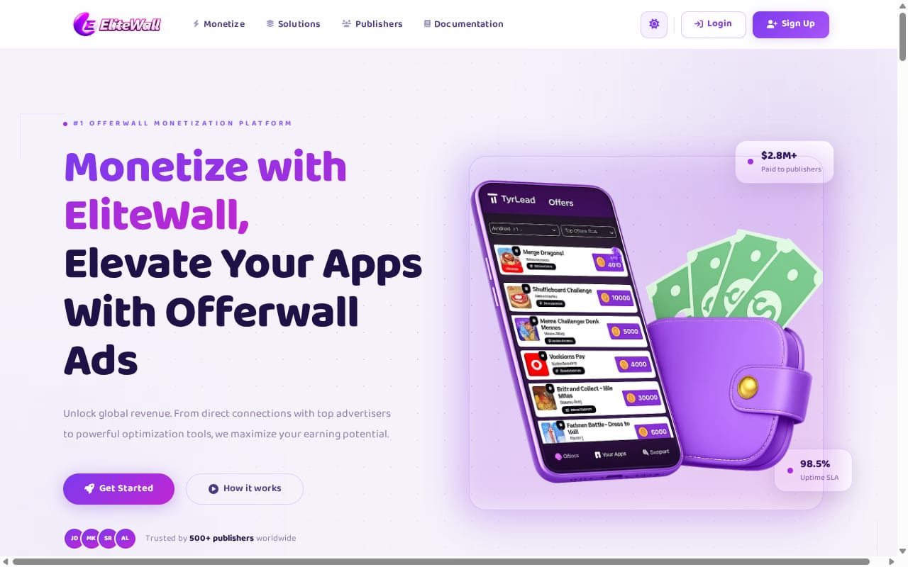 EliteWall website screenshot