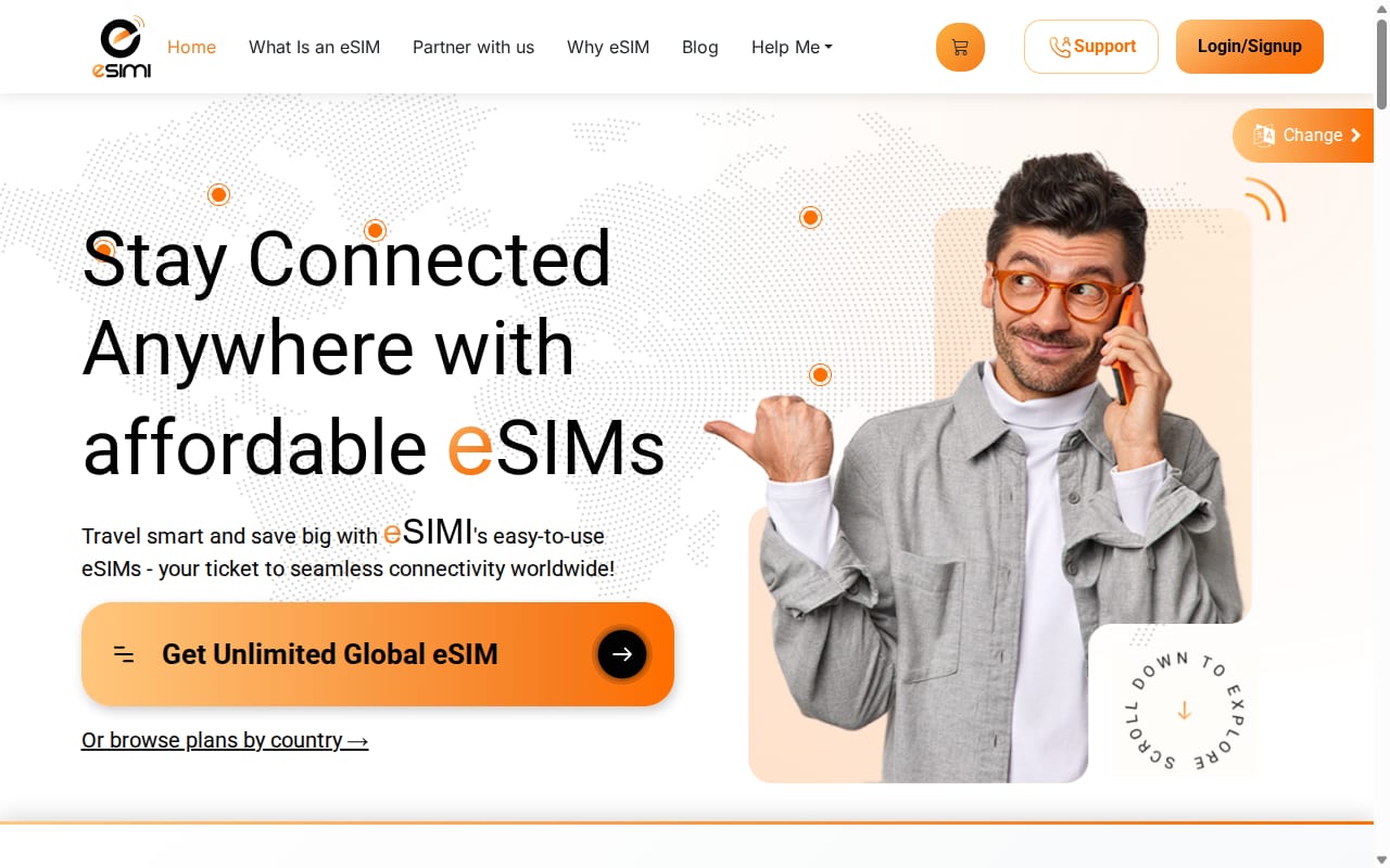 Esimi.io Affiliate Program website screenshot