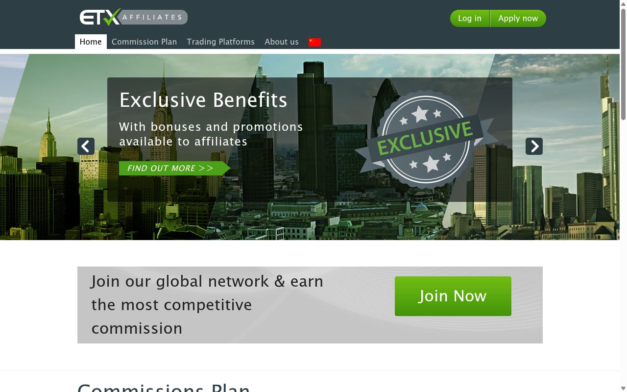 ETX Affiliates website screenshot
