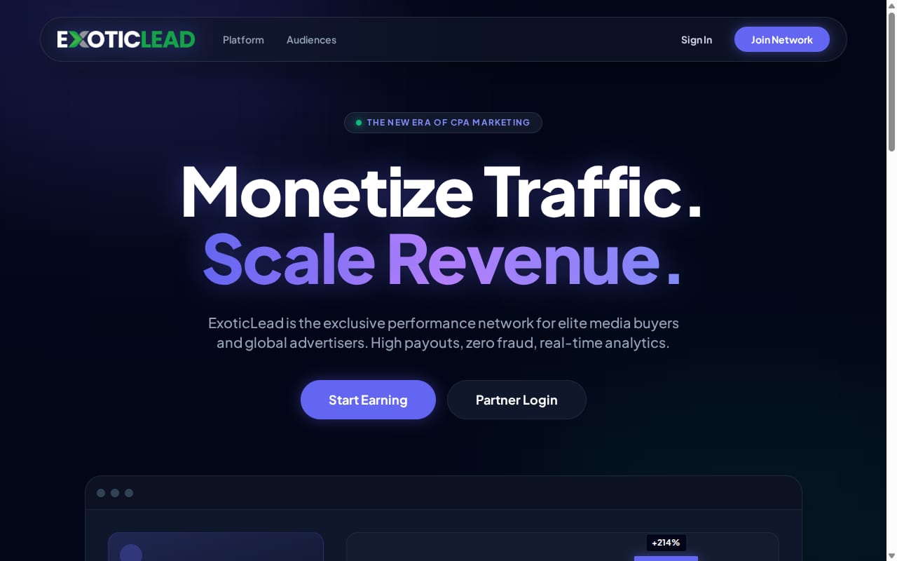 Exoticlead 網站截圖