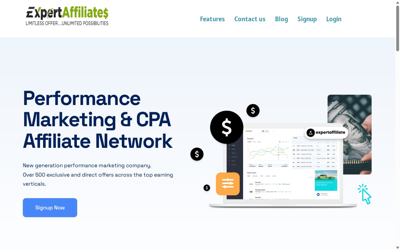 ExpertAffiliates website screenshot