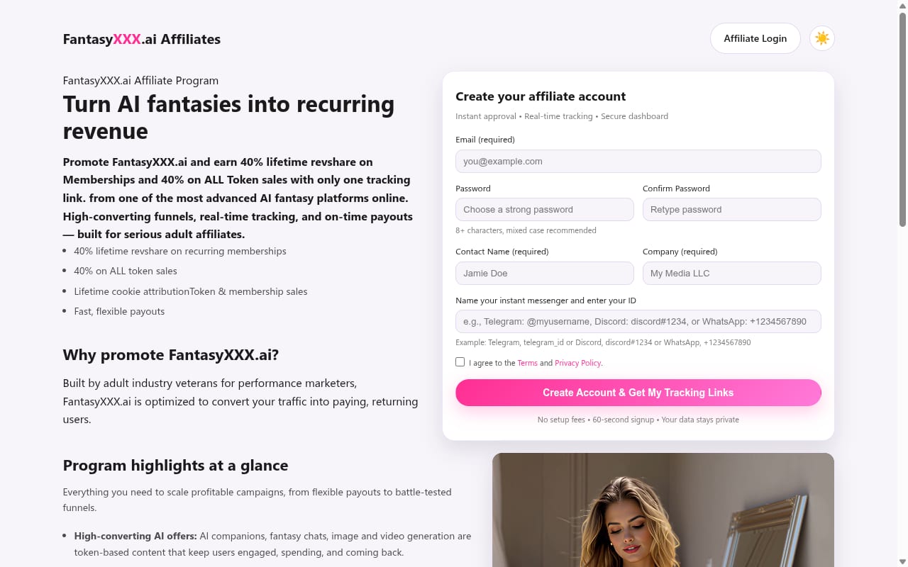FantasyXXX AI Affiliates 網站截圖