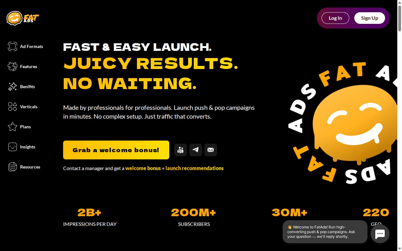 FatAds website screenshot