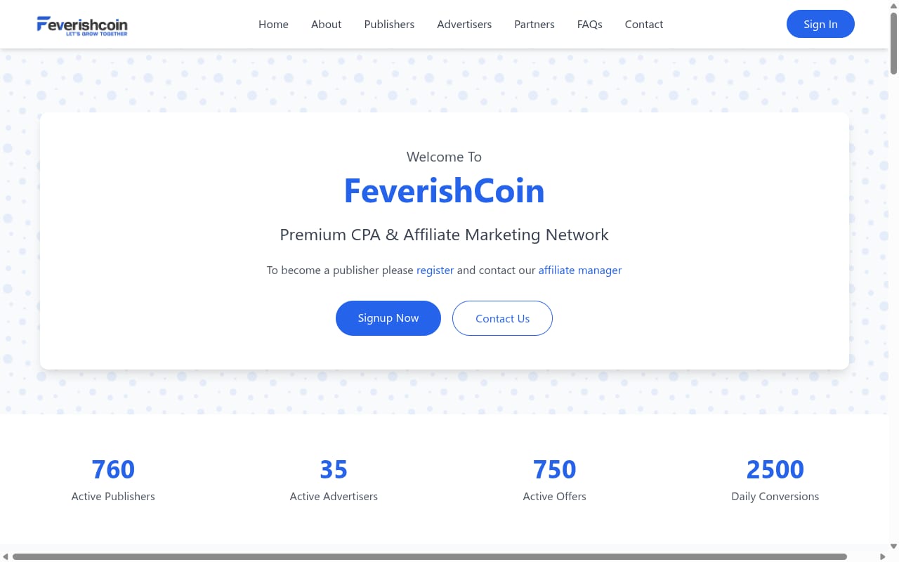 Feverishcoin 網站截圖