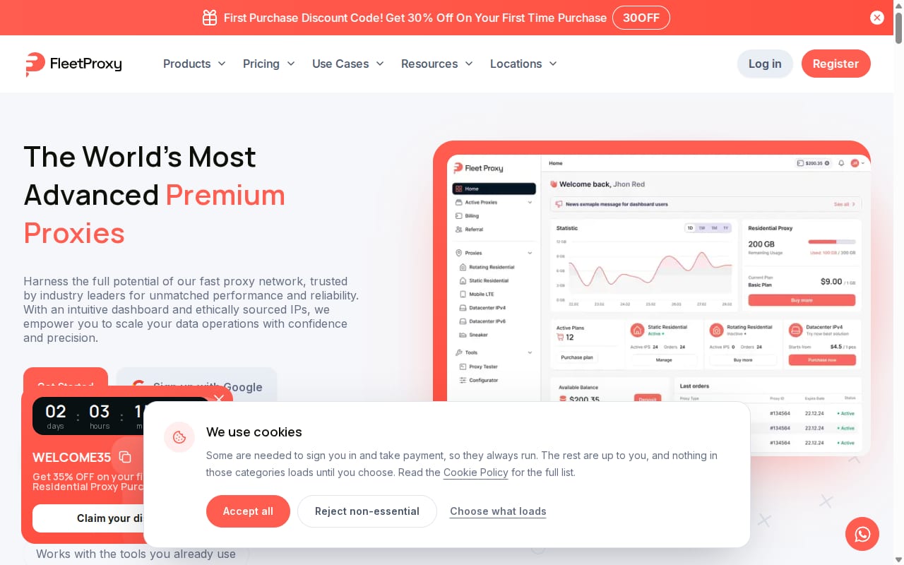 FleetProxy Affiliate website screenshot