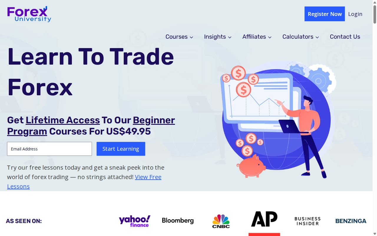 Forex University Affiliate Program 網站截圖