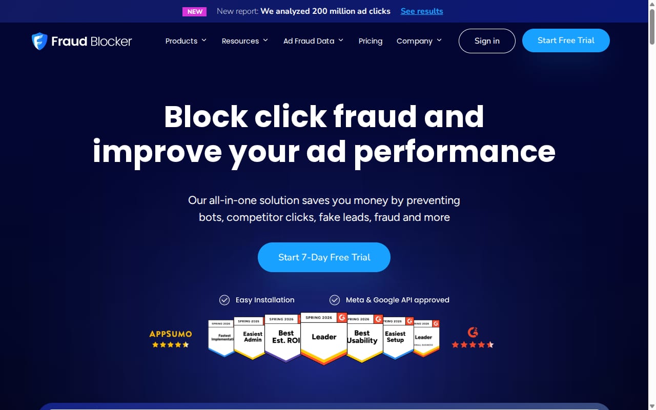 Fraud Blocker Affiliate Program website screenshot