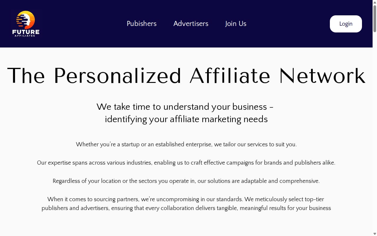 Future Affiliates website screenshot
