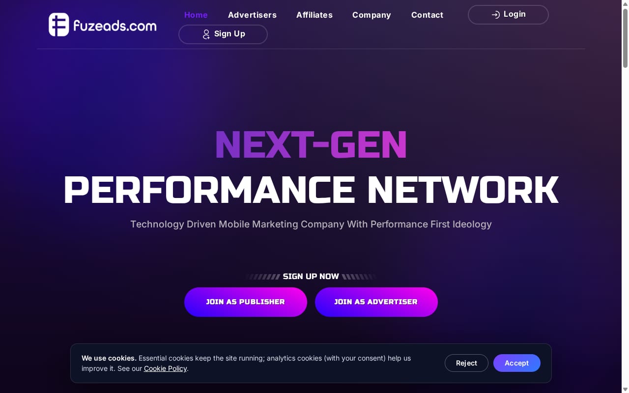 Fuzeads website screenshot