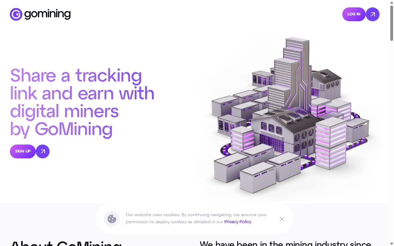 Gomining Affiliate Program website screenshot