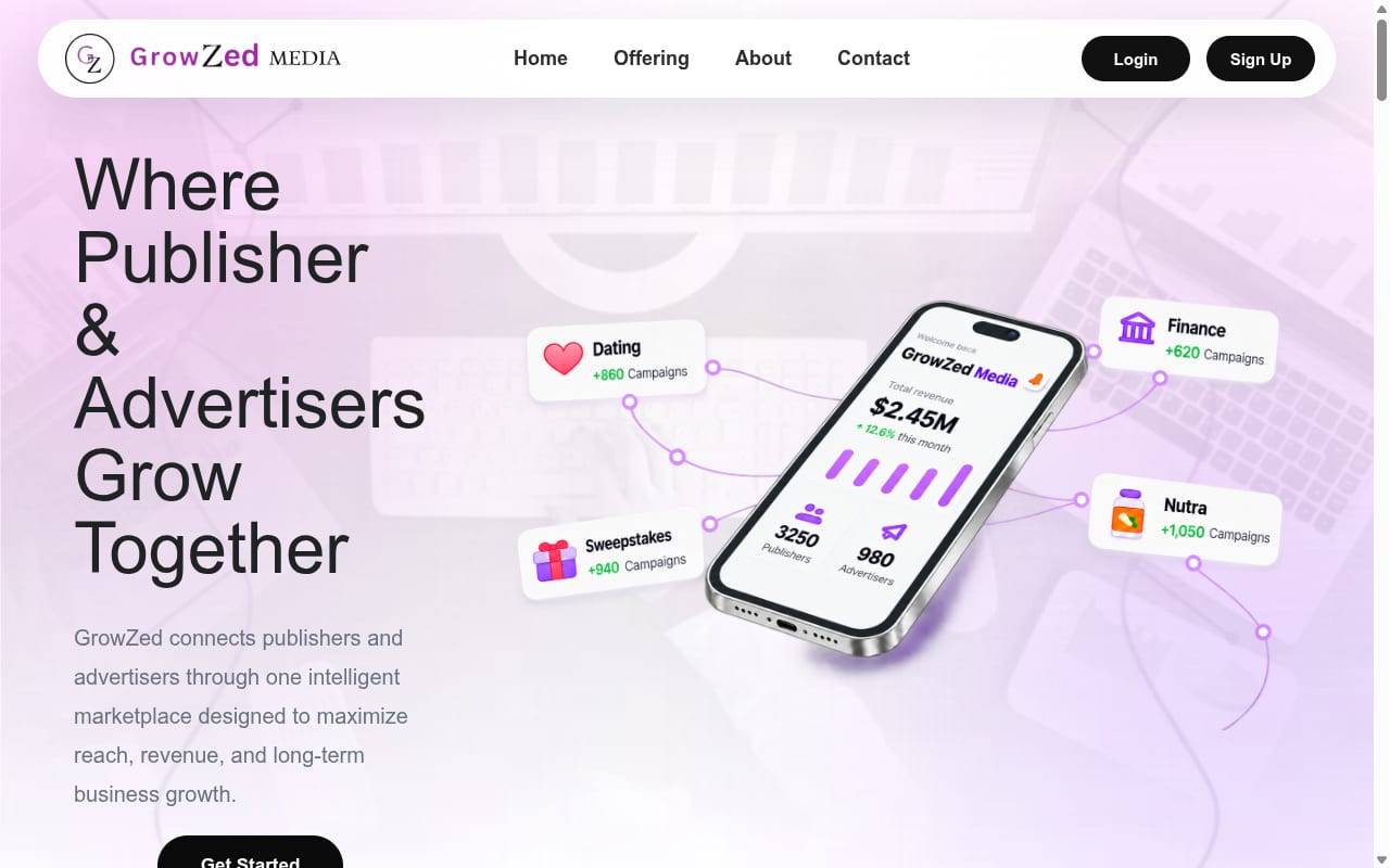 GrowZed Media 網站截圖