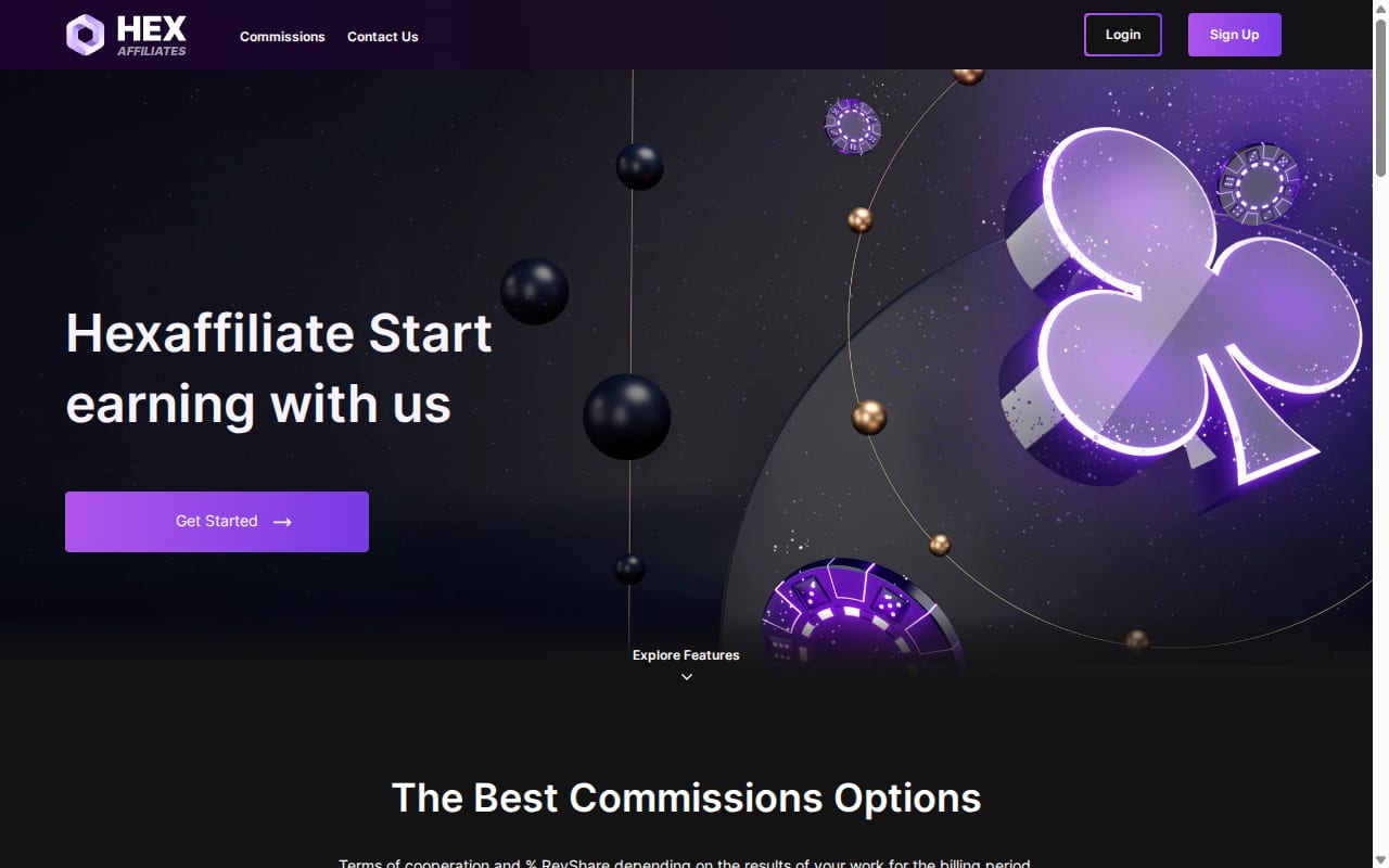HexAffiliates website screenshot