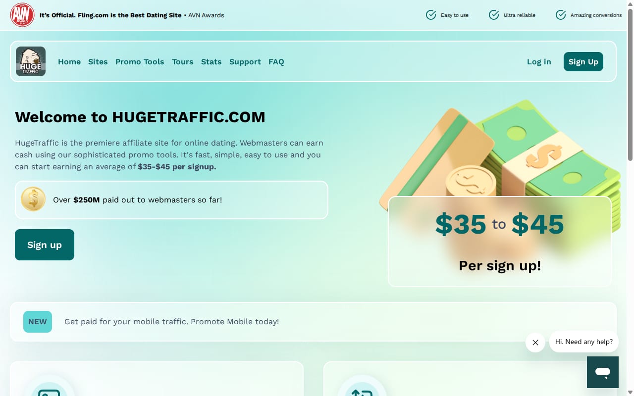 HugeTraffic 網站截圖