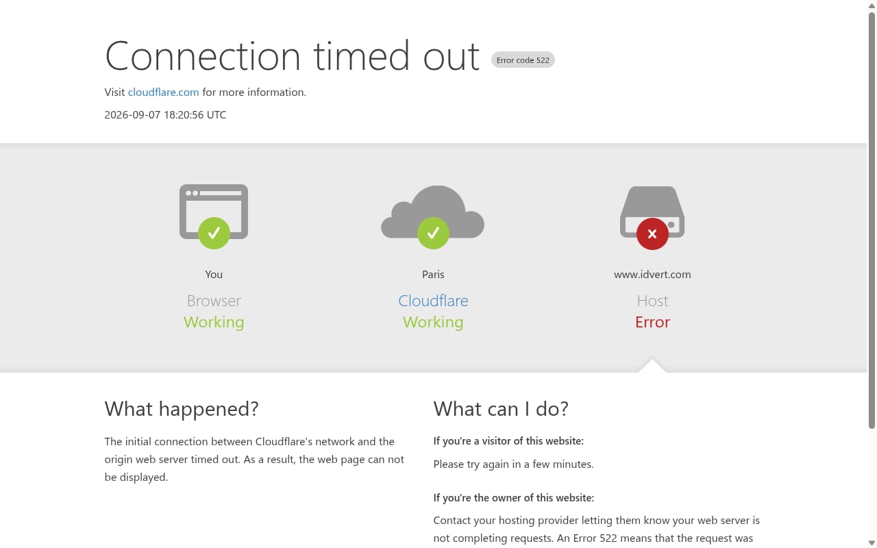 Idvert website screenshot