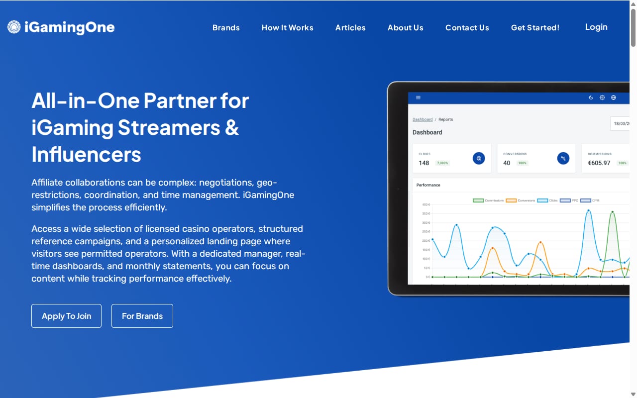 iGamingOne website screenshot