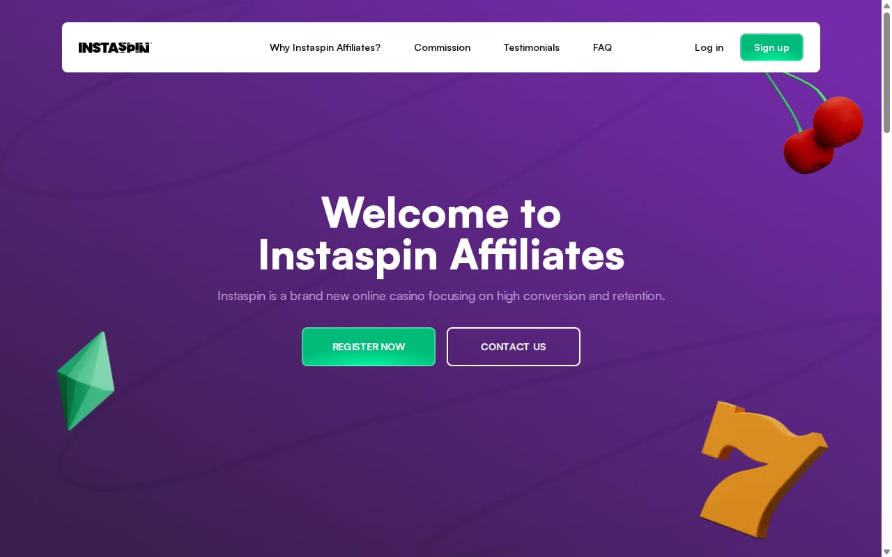 Instaspin Affiliates 網站截圖