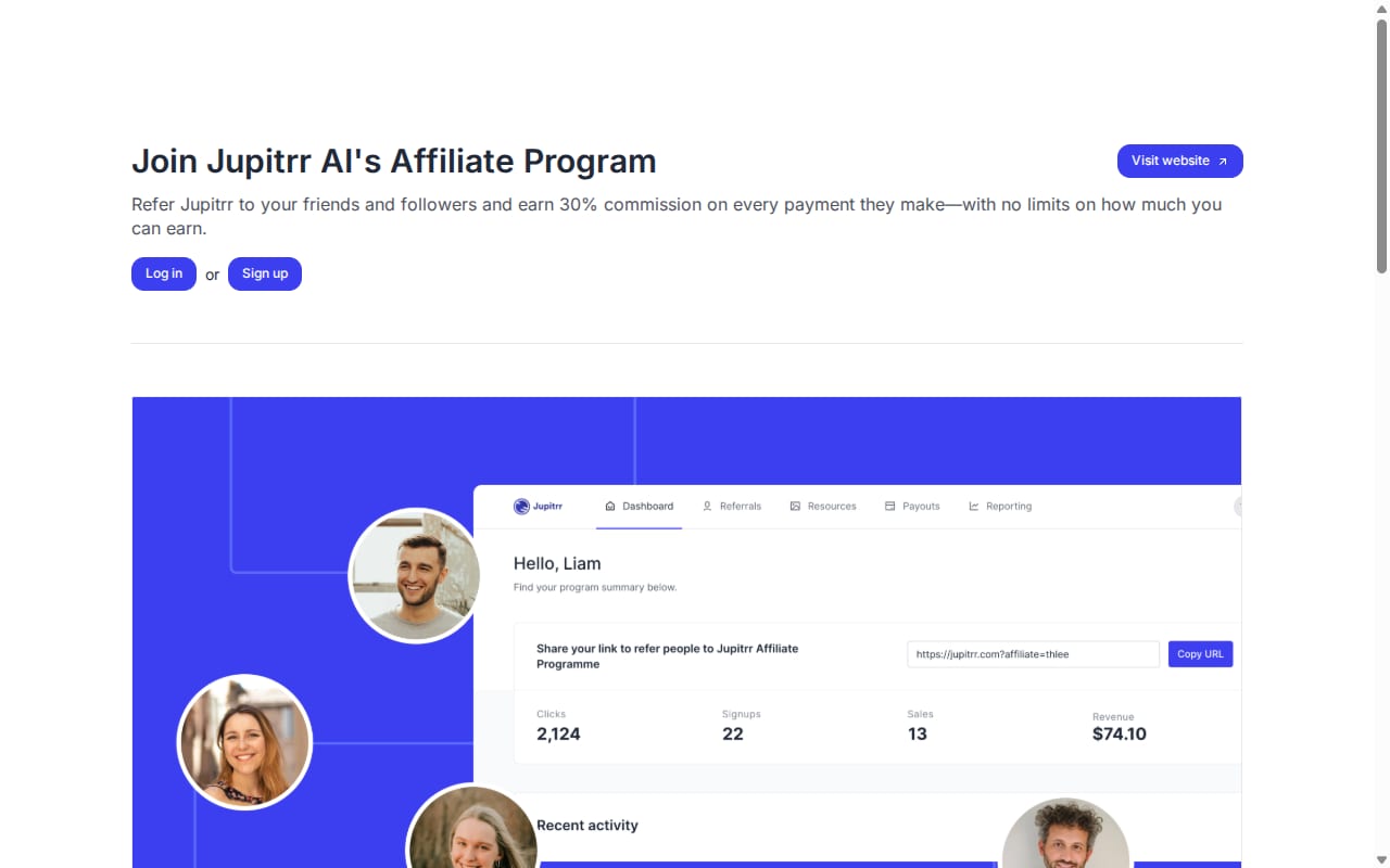 Jupitrr Affiliate Program website screenshot