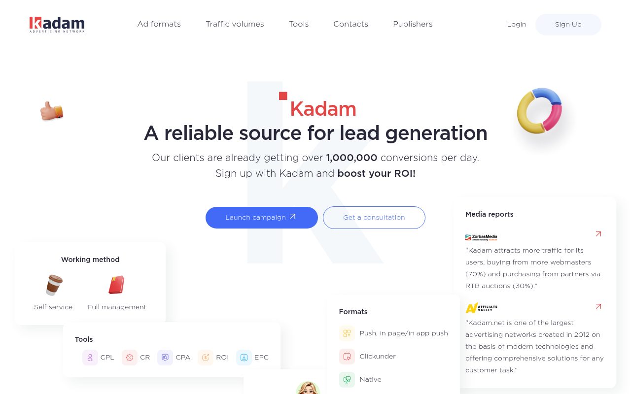 Kadam website screenshot