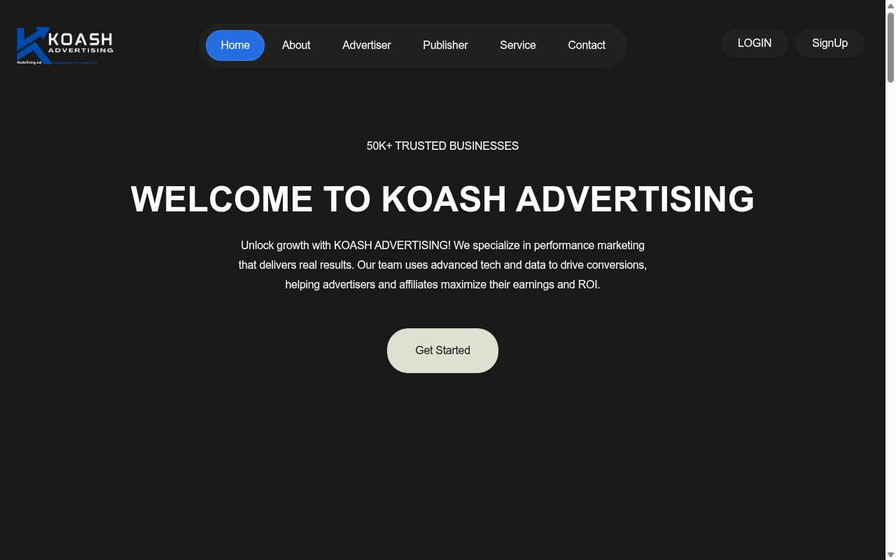 Koash Advertising website screenshot