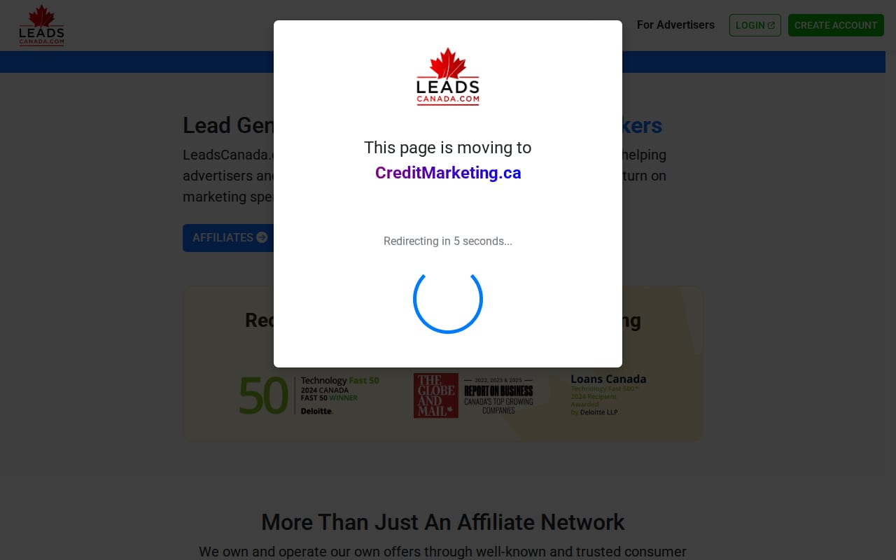 Leads Canada 網站截圖