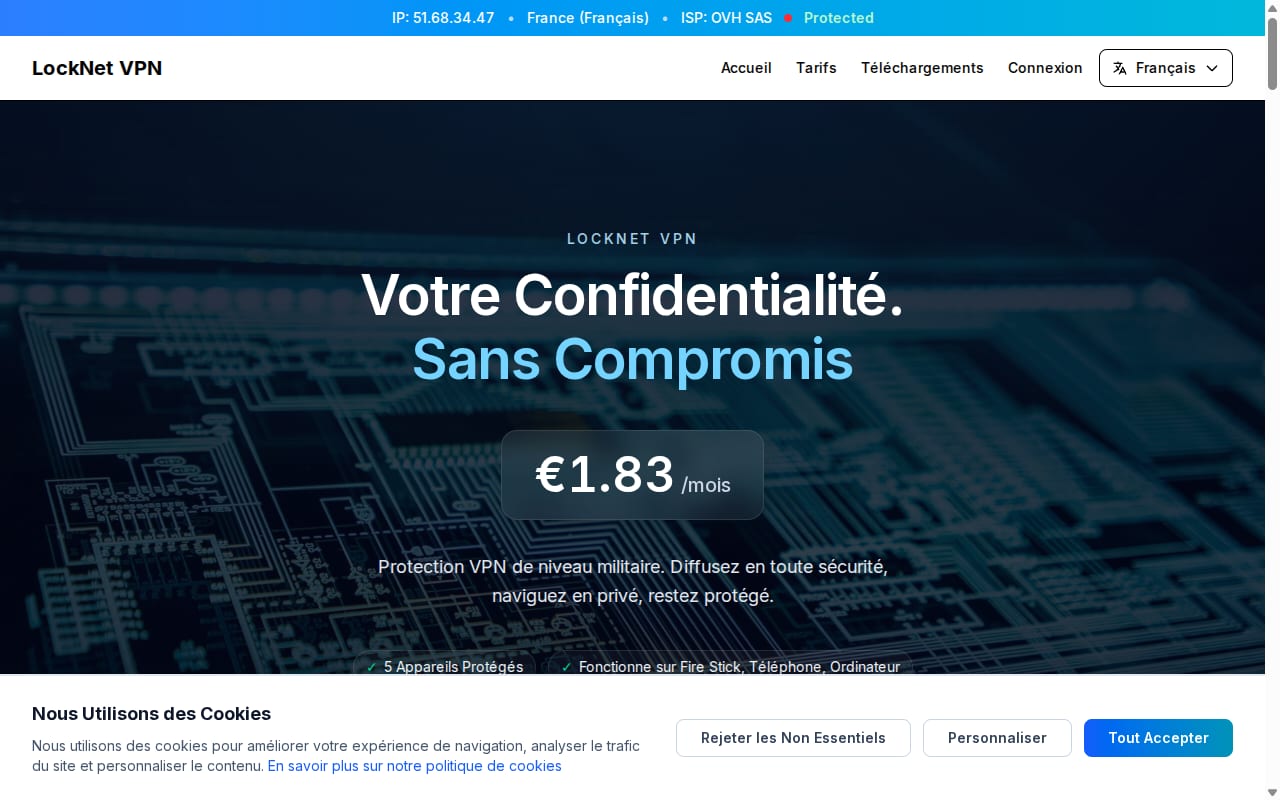 Locknet VPN Affiliate Program 網站截圖