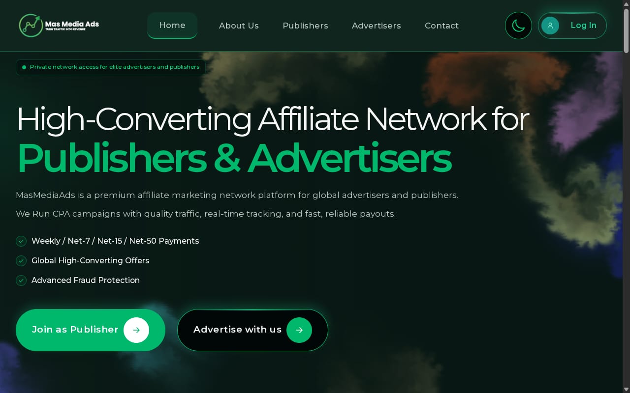 Mas Media Ads website screenshot