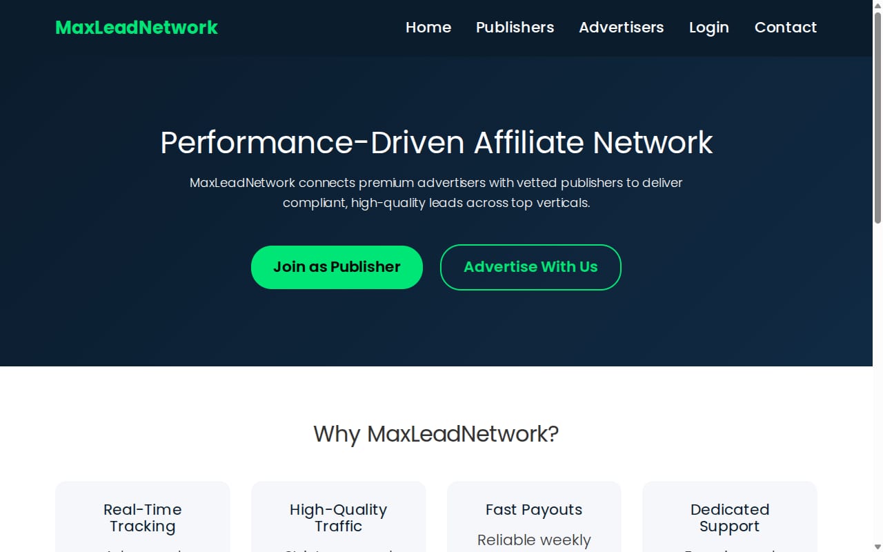 MaxLeadNetwork 網站截圖