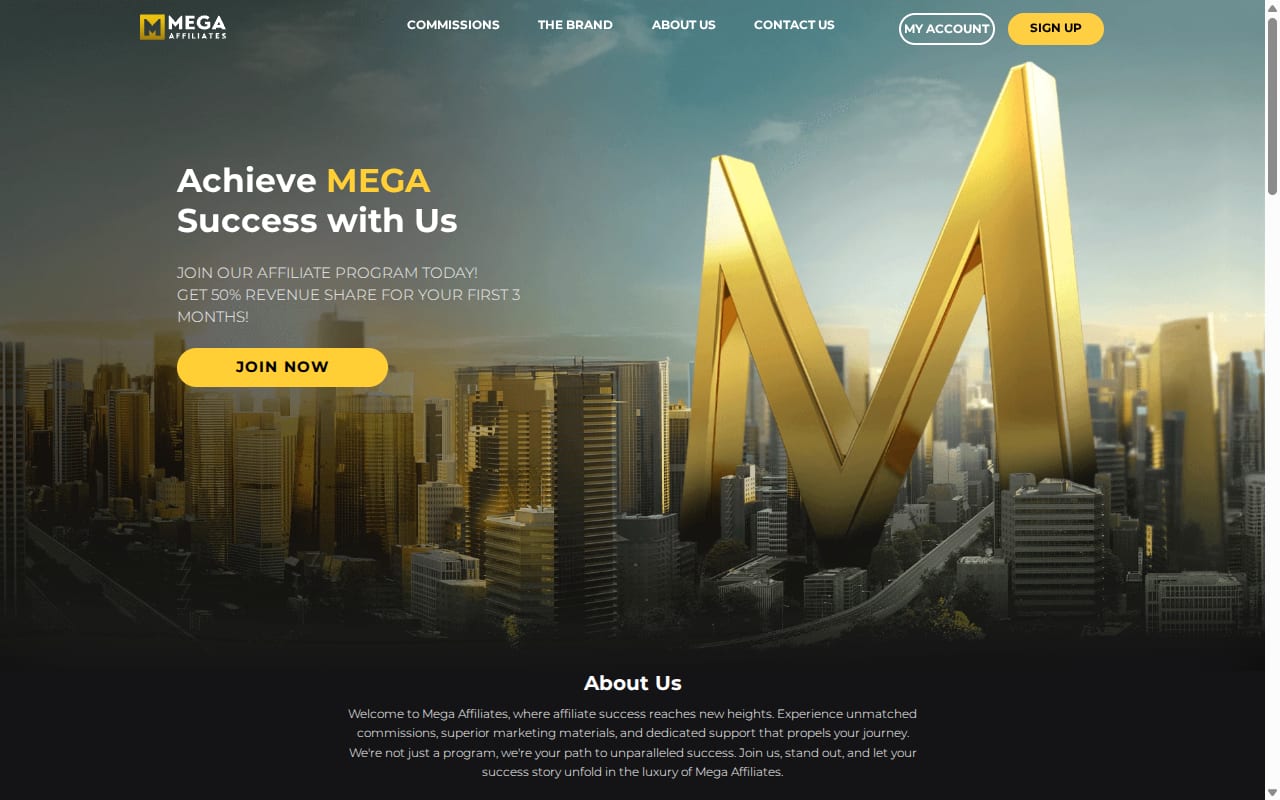 MegaAffiliates website screenshot