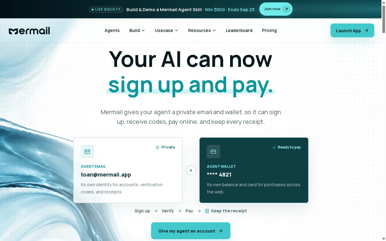 Mermail Affiliate website screenshot