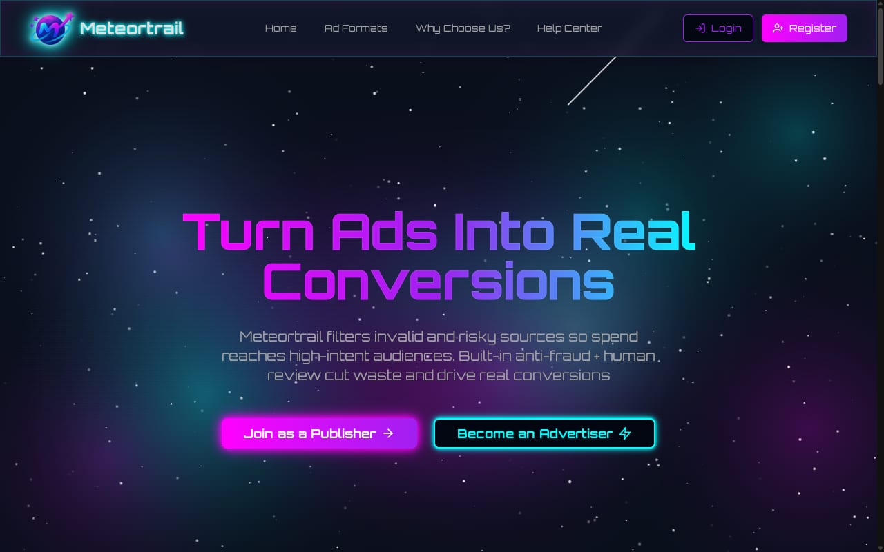 Meteortrail website screenshot