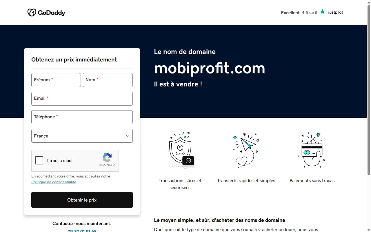 Mobiprofit website screenshot
