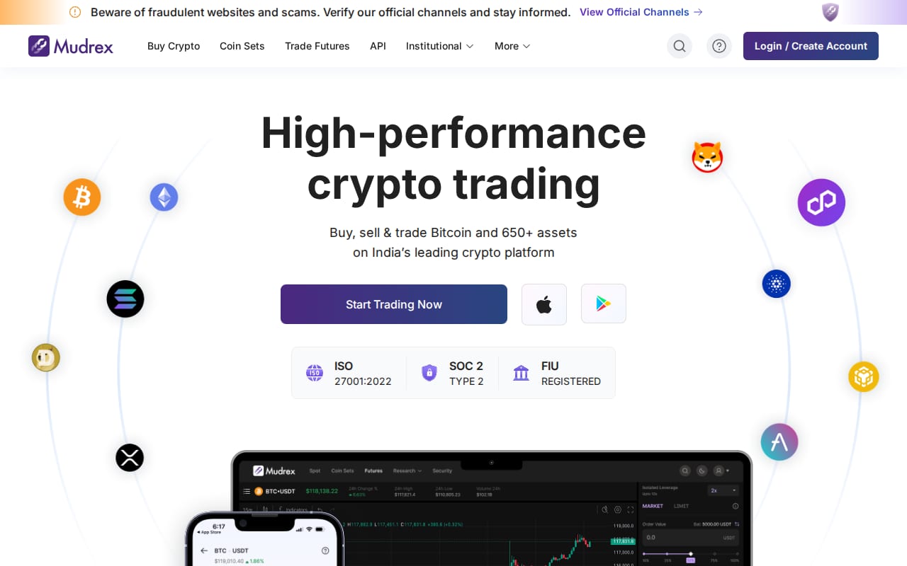 Mudrex Partner Programme website screenshot