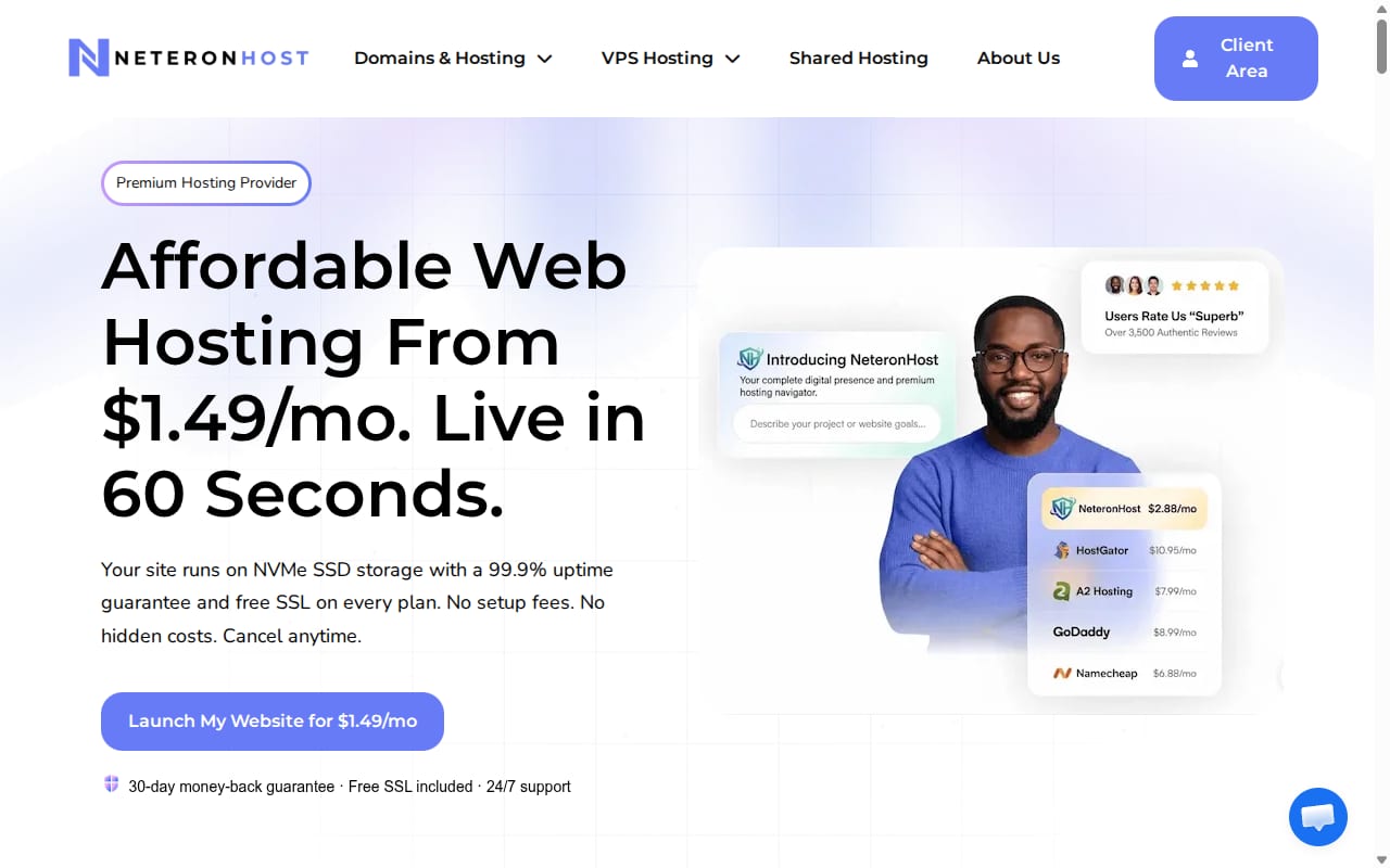 Neteronhost Partner Program website screenshot