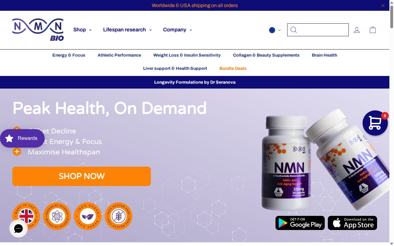 NMN Bio Affiliate Program 網站截圖