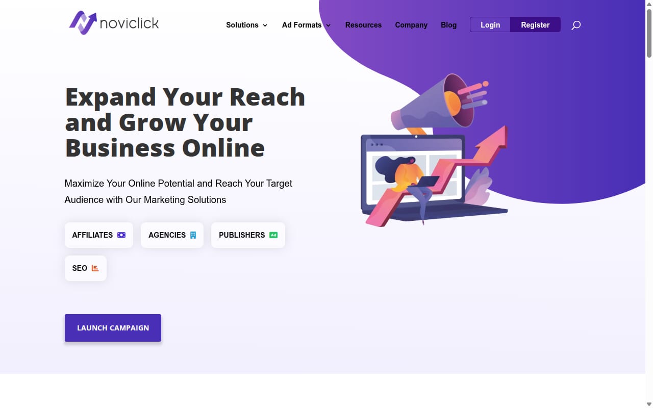 Noviclick website screenshot
