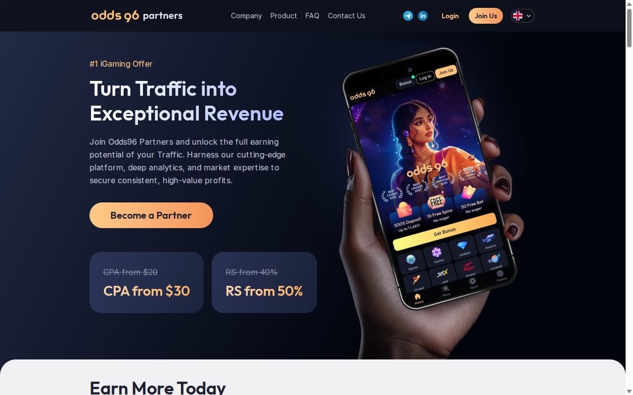 Odds96 Partners website screenshot