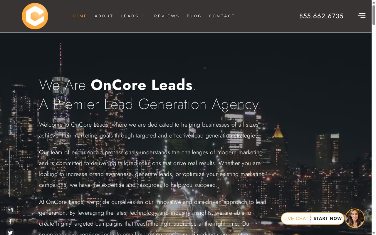 OnCore Leads website screenshot
