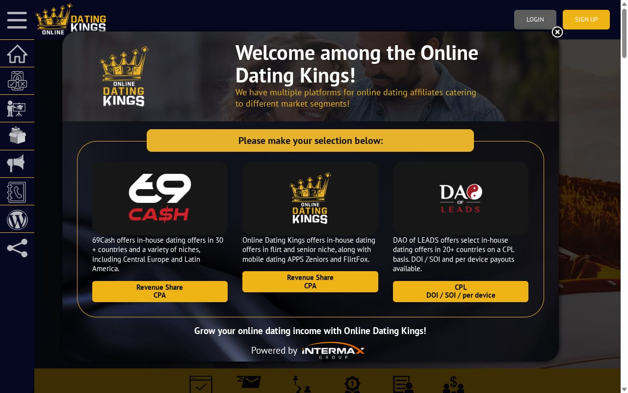 Online Dating Kings website screenshot