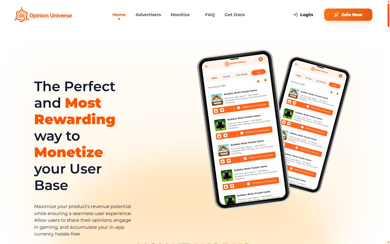 Opinion Universe website screenshot