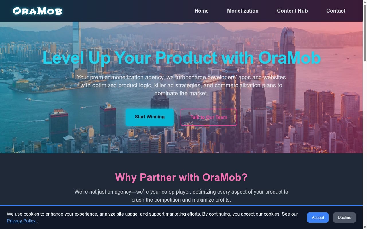 OraMob website screenshot
