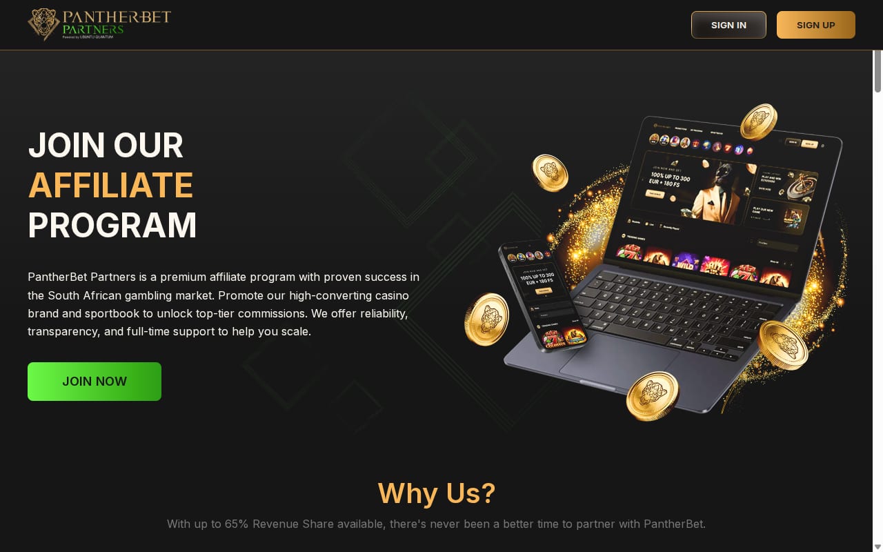 PantherBet Partners 網站截圖