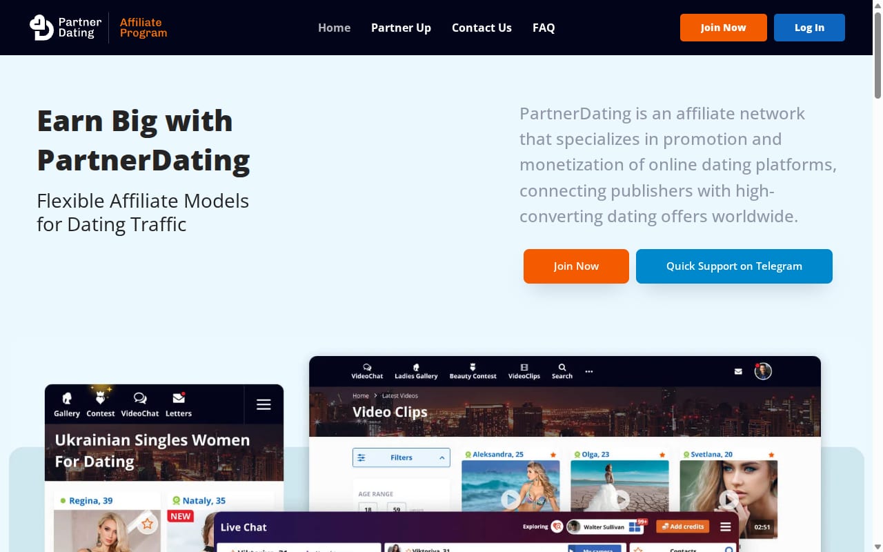 PartnerDating website screenshot