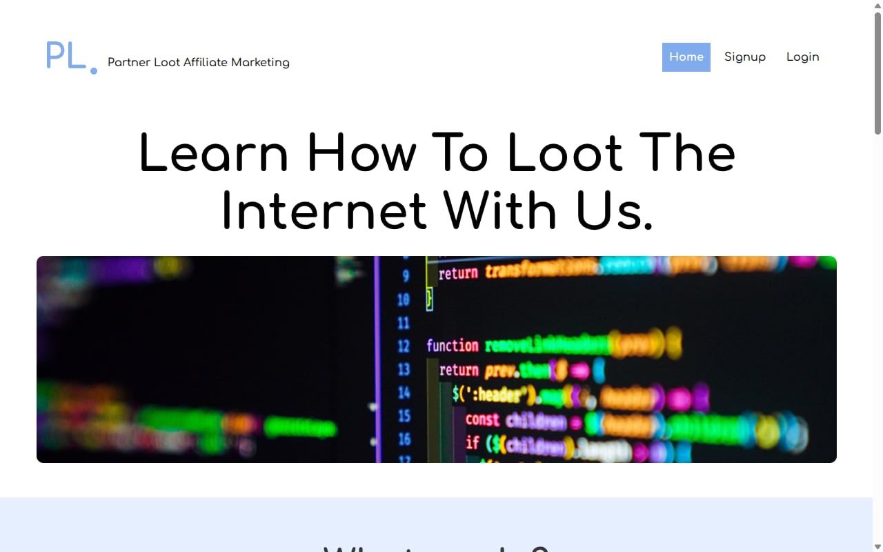 Partner Loot website screenshot