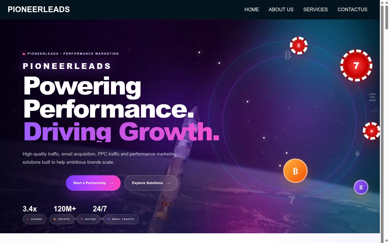 Pioneerleads website screenshot