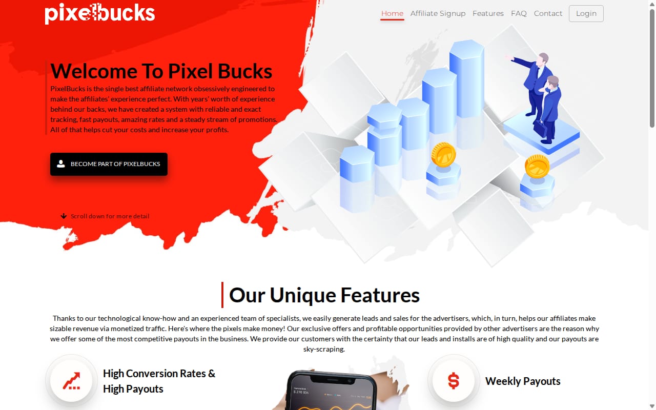 PixelBucks 網站截圖
