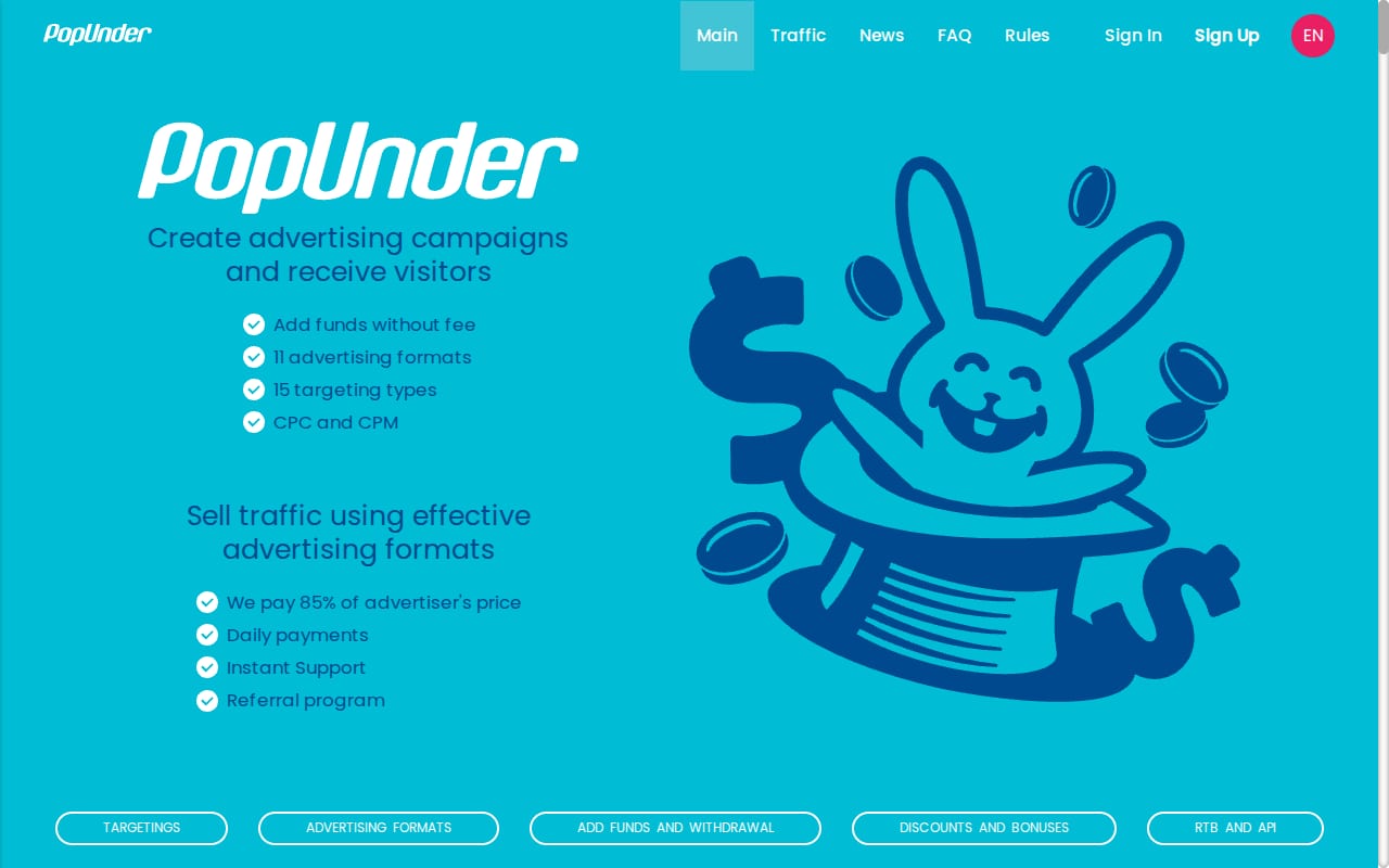 Popunder website screenshot