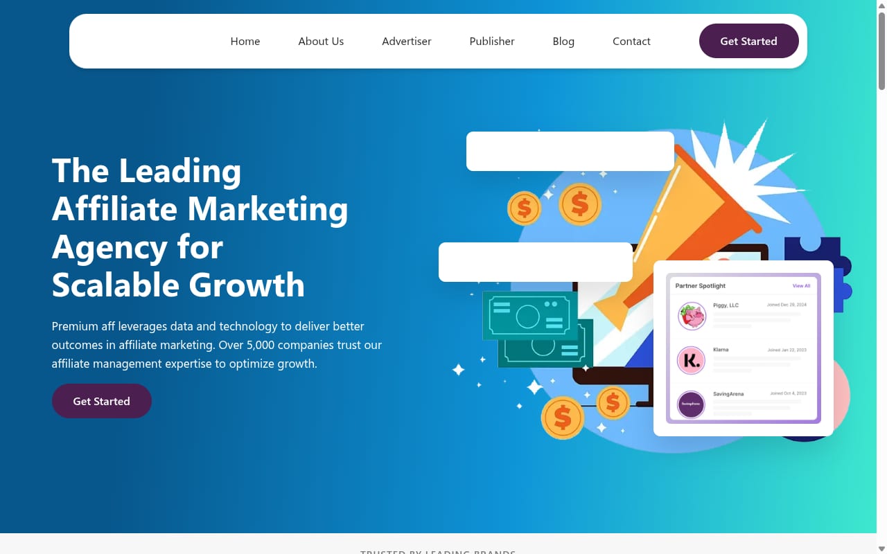 Premium Aff website screenshot