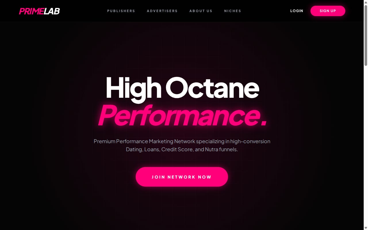 PrimeLab website screenshot