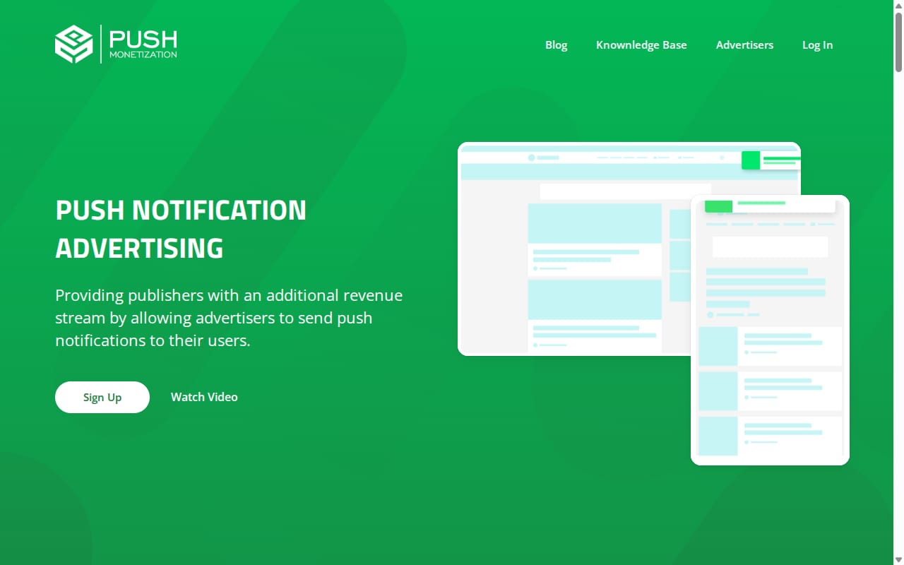PushMonetization website screenshot